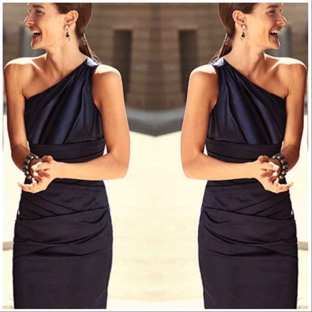 David’s Bridal- Black Stretch Satin Dress Sz 2